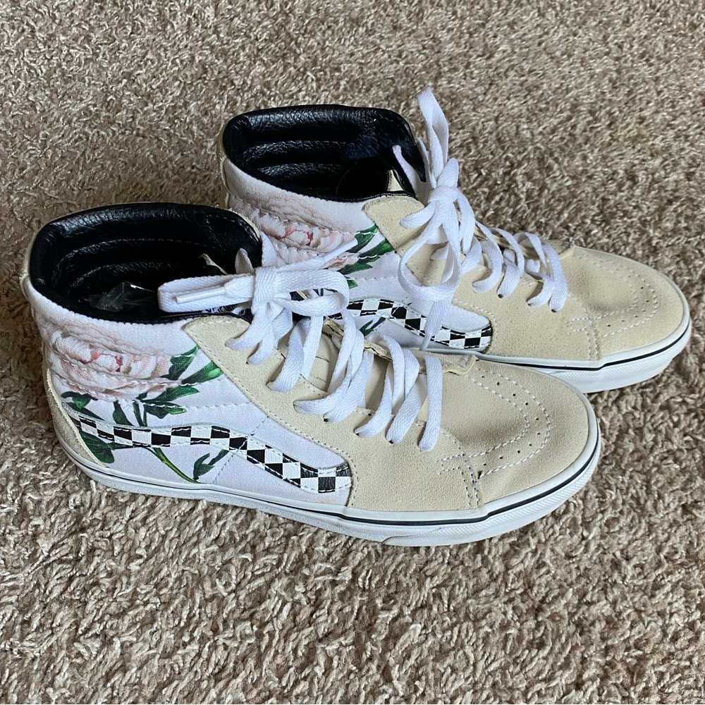 Vans High Top Suede Sneakers with Floral Design